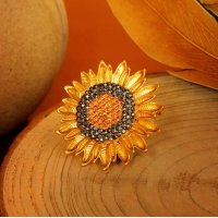 XSB158 - Yellow Sunflower Saree Brooch
